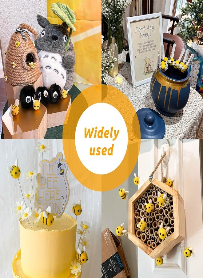 Koceci 60 PCS Mini Wool Felt Bees Cute Bee Bumble Bees for Crafts Little Bee for Decorations Clothing Hat Bags Gift DIY Crafts Supplies Bee Toys (Yellow) - Image 4